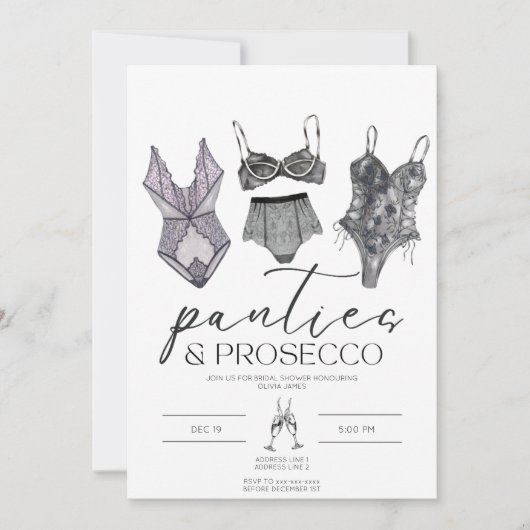 Slipje en prosecco lingerie vrijgezellenfeest kaart (Voorkant)