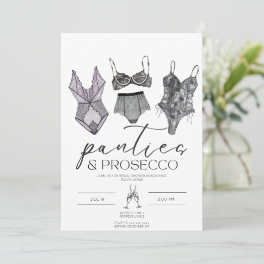 Slipje en prosecco lingerie vrijgezellenfeest kaart (Staand voorkant)