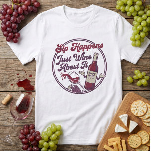 Slippen Gebeurt Gewoon Wijn Ervan T-Shirt met Grap
