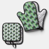 Slippenprimula botanisch ovenwant & pannenlap set (Voorkant / Achterkant)