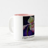Slipper Orchid P. Chiquita Waterverf Art Tweekleurige Koffiemok (Voorkant links)