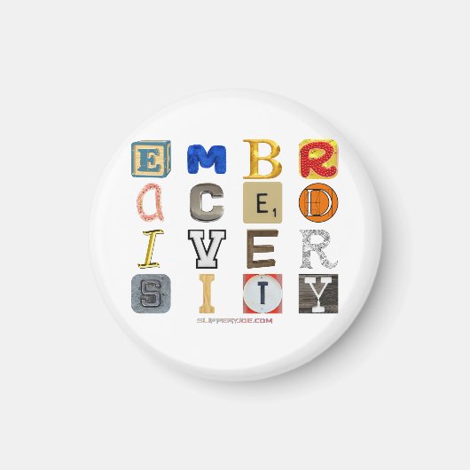 Slipperende letters van de omarming van diversitei magneet (Voorkant)