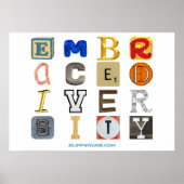 Slipperende letters van de omarming van diversitei poster (Voorkant)