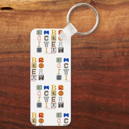 Slipperende letters van de omarming van diversitei sleutelhanger (Achterkant)