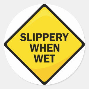 Slipperig wanneer nat ronde sticker