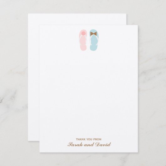 Slippers Strand Bruiloft Platte Bedankkaartjes Kaart (Voorkant / Achterkant)