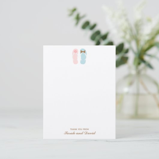 Slippers Strand Bruiloft Platte Bedankkaartjes Kaart (Staand voorkant)