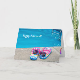 Slippers voor pensionering bij zwembad kaart