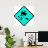 Slippertje bij natte verkeersborden Australië auto Poster (Thuiskantoor)