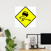 Slippertje bij natte verkeersborden Australië auto Poster (Thuiskantoor)