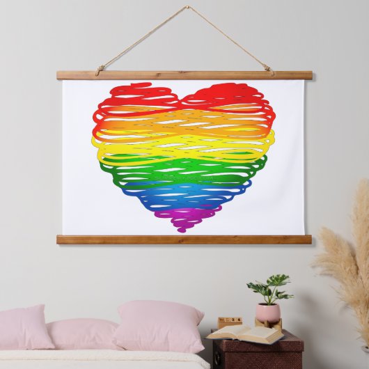 Slippery Joe's Pride Heart Scribbles hartvorm dr Hangend Wandkleed (Slaapkamer)