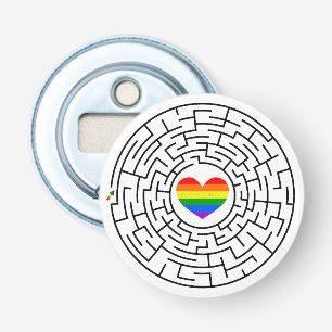 Slippery Joe's pride maze hartpijl puzzle labyri Button Flesopener