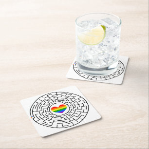 Slippery Joe's pride maze hartpijl puzzle labyri Kartonnen Onderzetters