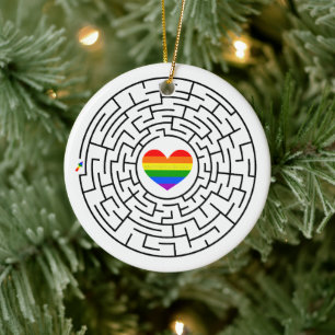 Slippery Joe's pride maze hartpijl puzzle labyri Keramisch Ornament