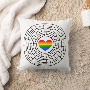 Slippery Joe's pride maze hartpijl puzzle labyri Kussen