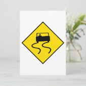Slippery Road Sign Kaart (Staand voorkant)