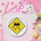 Slippery Road Sign Paper-Borden Papieren Bordje (Feest)