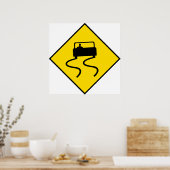 Slippery Road Sign Poster (Keuken)