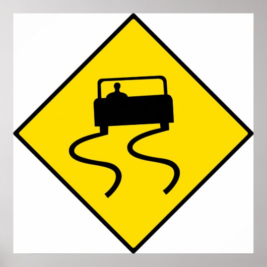 Slippery Road Sign Poster (Voorkant)