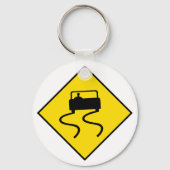 Slippery Road Sign Sleutelhanger (Voorkant)