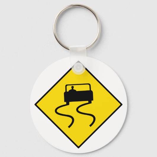 Slippery Road Sign Sleutelhanger (Voorkant)