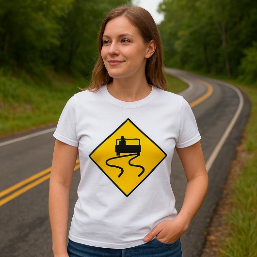 Slippery Road Sign T-shirt