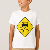 Slippery Road Sign T-shirt (Voorkant)