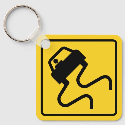 Slippery Road wanneer nat Sleutelhanger (Voorkant)