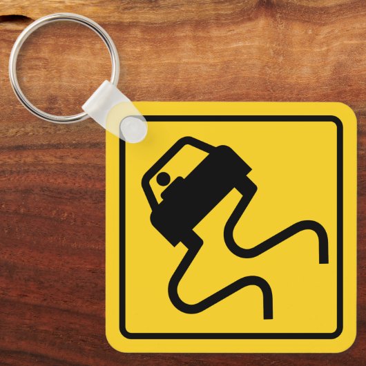 Slippery Road wanneer nat Sleutelhanger (Voorkant)