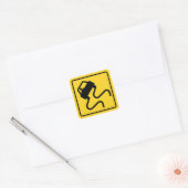 Slippery Road wanneer nat Vierkante Sticker (Envelop)