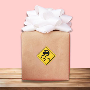 Slippery Road wanneer nat Vierkante Sticker