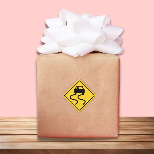 Slippery Road wanneer nat Vierkante Sticker