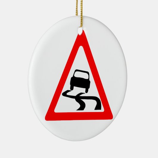 Slippery Road Warning Symbool Keramisch Ornament (Rechts)