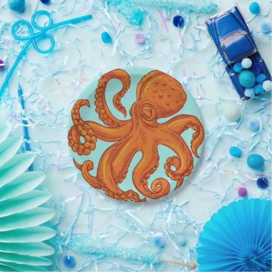 Slippery Zee Creature Ocean Octopus Long Tentacles Papieren Bordje (Feest)