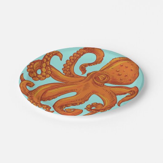 Slippery Zee Creature Ocean Octopus Long Tentacles Papieren Bordje (Gekanteld)