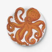 Slippery Zee Creature Ocean Octopus Long Tentacles Papieren Bordje (Voorkant)