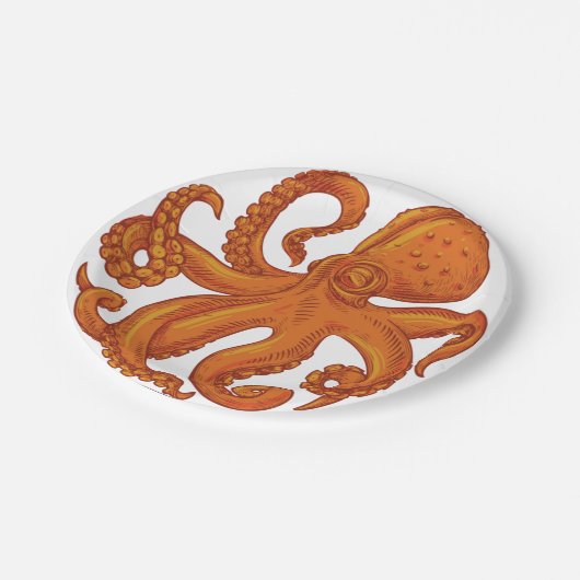 Slippery Zee Creature Ocean Octopus Long Tentacles Papieren Bordje (Gekanteld)