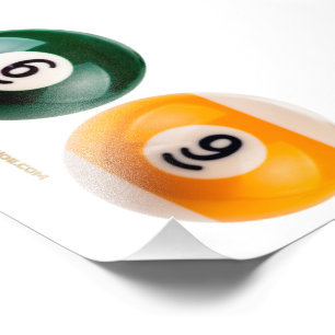 SlipperyJoe 69 harde pooltafel twee biljartballen Foto Afdruk