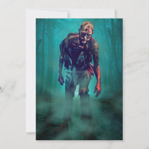 SlipperyJoe angstaanjagende zombiefiguur geïsoleer Feestdagenkaart