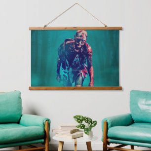 SlipperyJoe angstaanjagende zombiefiguur geïsoleer Hangend Wandkleed