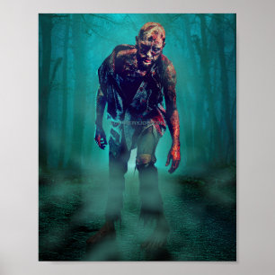 SlipperyJoe angstaanjagende zombiefiguur geïsoleer Poster