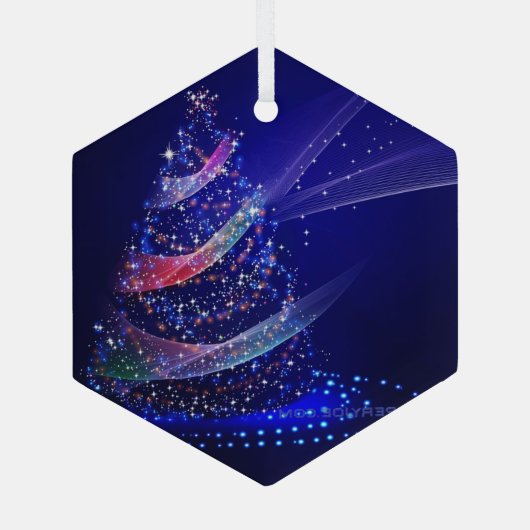 SlipperyJoe digitaal weergegeven kerstboom beau Glas Ornament (Achterkant)