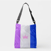 SlipperyJoe drag pride vlag paarse wit blauw Sequ Crossbody Tas (Voorkant)