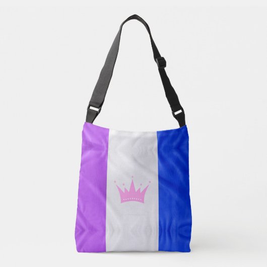 SlipperyJoe drag pride vlag paarse wit blauw Sequ Crossbody Tas (Voorkant)