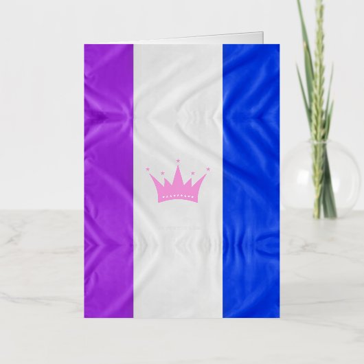 SlipperyJoe drag pride vlag paarse wit blauw Sequ Folie Wenskaart (Voorkant)