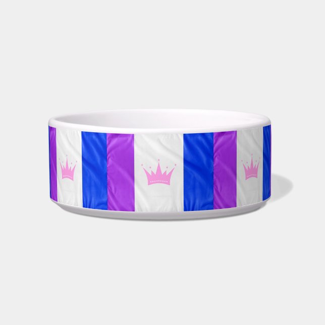 SlipperyJoe drag pride vlag paarse wit blauw Sequ Voerbakje (Voorkant)