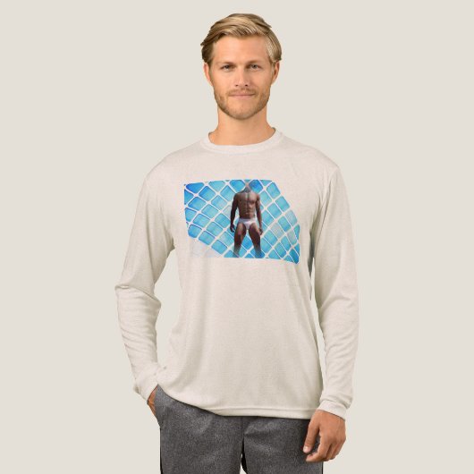 SlipperyJoe gespierde man sixpack abs mannelijk wi Tri-Blend Shirt (Voorkant)