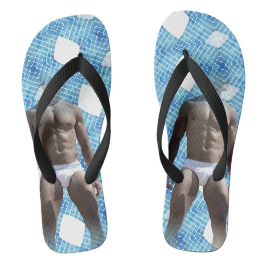 SlipperyJoe gespierde man sixpack buikspieren man Teenslippers (Voetbed)