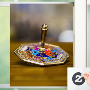 SlipperyJoe Hanukkah-dreidelcadeau achthoekige bas Raamsticker