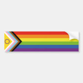 SlipperyJoe Intersex Progress Pride Flag regenboog Bumpersticker (Voorkant)